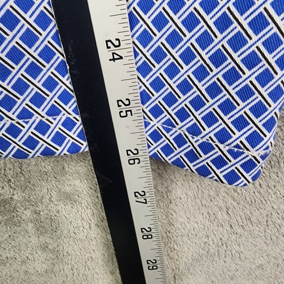 Women's Blue & White Rafaella Comfort Geometric Patterned Pants Stretch Size 10 - Picture 11 of 13